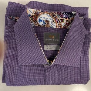 Thomas Dean Lavender Checkered Shirt